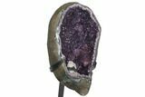 Amethyst Geode with Calcite on Metal Stand - Great Color #126448-5